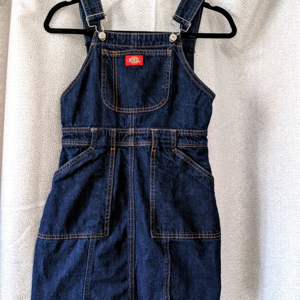 Never worn Dickies Denim mini dress overalls